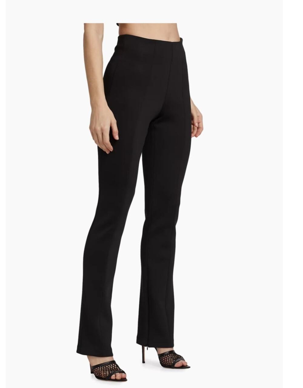 NEW Good American Good Waist Flare Black Scuba Ankle Zippers Pant Slacks Size XL